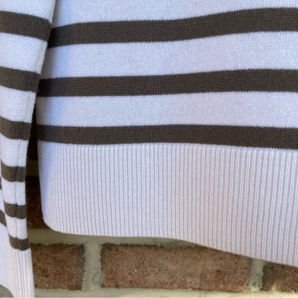 Vince ivory taupe stripe soft wool cashmere high neck sweater Women Medium NWT - Picture 9 of 12